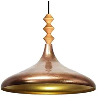 Bamyum Champion Holz Metall E27 Moderne Kupferfarben Pendellampe