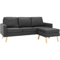 VidaXL 3-Sitzer-Sofa mit Hocker Dunkelgrau Stoff