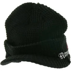 Unisex Beanie mit Ramones-Logo und NY Punk Rock Schriftzug Schirm-Beanie Freizeit-Mütze Schwarz/Rosa/Weiß - One-Size