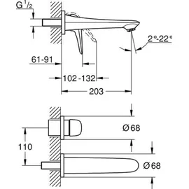 Grohe Eurostyle 2-Loch-Waschtischbatterie Chrom