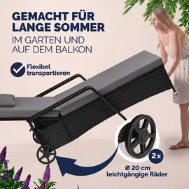 CASARIA Sonnenliege 90 x 43 x 165 cm Schwarz/Anthrazit