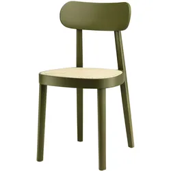 Thonet - 118 Stuhl, Rohrgeflecht mit Kunststoffstützgewebe / Buche olivgrün gebeizt (RAL 6003)