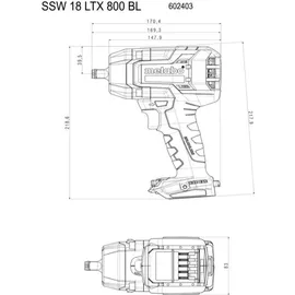 Metabo SSW 18 LTX 800 BL ohne Akku + metaBOX 145 L