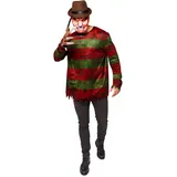 Amscan - Erwachsenenkostüm Freddy Krüger, Oberteil, Maske, Handschuh, Serienmörder, Killer, Halloween