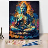 Buddhismus Malen nach Zahlen Religiöser Glaube Malen nach Zahlen Kunstwerk Erwachsene DIY Buddhismus Malen nach Zahlen Kits Meditationsmuster Malen nach Zahlen auf Leinwand 16x20 Zoll