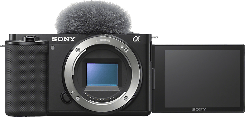 Sony Alpha ZV-E10 | APS‑C spiegellose Wechselobjektiv-Vlog-Kamera (schwenkbarer Bildschirm für Vlogging, 4K-Video, Echtzeit-Augen-Autofokus), Schwarz