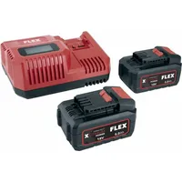 Flex Akku-Set Starter-Set Schnellladegerät 2x Akkus 18V 5Ah 532739