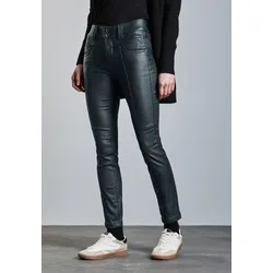 Röhrenhose STREET ONE, Damen, Gr. 42, Länge 30, grün (cool vintage grün), Stoff, 79% Viskose, 18% Nylon, 3% Elasthan, unifarben, casual, slim fit lang, Hosen, softer Materialmix