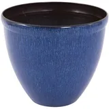 Jinfa Blumenkübel aus Kunststoff in glasierter Keramikoptik | Farbe: Jun Glasur blau | Design: Santorini | Ø 39.5 cm x H 33.5 cm | 1 Stück