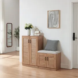 [en.casa] Løten 120 x 97 x 36 cm mit Sitzbank beige / beige