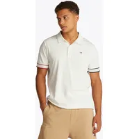 Tommy Jeans Flag Cuff Slim Fit Kurzarm-poloshirt - Ecru