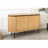 riess-ambiente Sideboard ATELIER 120cm natur / schwarz – Eichen-Optik, Metall, modern (Einzelartikel, 1 St), kompakte Kommode mit vier geschlossenen Fächern – ideal für Wohnzimmer braun 120 cm x 76 cm x 40 cm