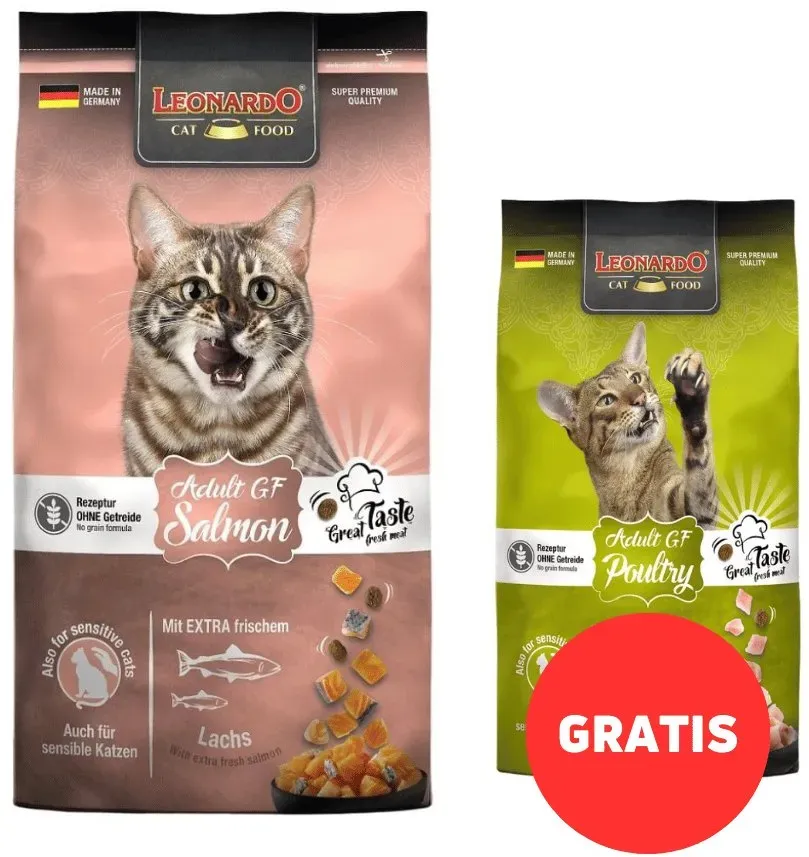 LEONARDO Adult Salmon getreidefreies Trockenfutter mit Lachs für ausgewachsene Katzen 1,8 kg + Futter 300g GRATIS