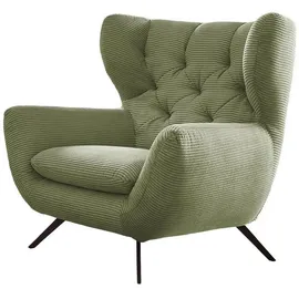 KAWOLA Sessel, Grün, Textil, Echtholz, Füllung: Komfortschaum, 100x106x95 cm, Wohnzimmer, Sessel, Polstersessel