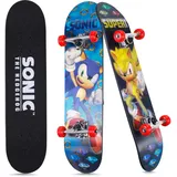 Sonic The Hedgehog - 78,7 cm Lentikular-Skateboard mit Pro Trucks, Vollgriffband, 9-lagiges Ahorndeck, ideal für alle Erfahrungsstufen