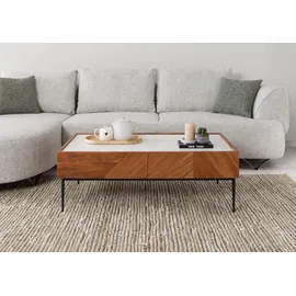 MASSIVMOEBEL24.DE Couchtisch Akazie Weiß 110 x 60 x 38 cm