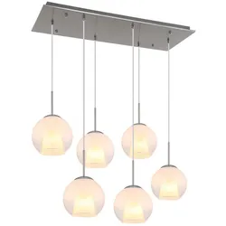Hängeleuchte Esszimmerlampe Pendelleuchte 6-Flammig Kristalle Glaskugeln opal