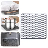 Wekuw Spülbeckeneinlage 30.5 * 30.5cm Abtropfmatte Geschirr Silikon Geschirr Abtropfmatte Spüle Grau Zuschneidbare Abtropfgitter Sink Mat Schutzmatte zum Trocken von Besteck für Schnell Abtropfende