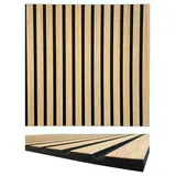 3D Akustik Lamellen Wandpaneele Holzoptik 52x52 cm – Leicht & Schallabsorbierend, Echtholz auf PET Filz, Design für Wand & Decke, 10 mm stark (11000A)