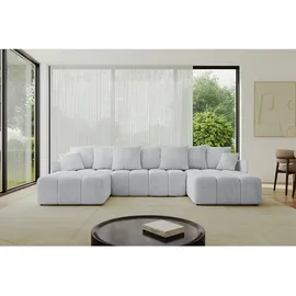 altdecor Ecksofa Samt 6-Sitzer Grau
