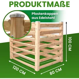 Gartenwelt Riegelsberger Moderner Komposter aus Lärchenholz Massivholz Steckkomposter Kompostsilo Holzkomposter : 100 cm : Single ca. 80x120 cm