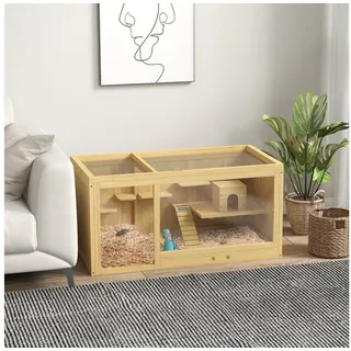PawHut Kleintierkäfig 100 x 50 x 50 cm beige