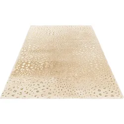 Teppich OBSESSION "My Safari 165", beige (cream), B:40cm H:22mm L:60cm, Polyester, Teppiche, besonders weich, mit Goldfolie veredelt, Wohnzimmer