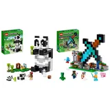 LEGO 21245 Minecraft Das Pandahaus Set & 21244 Minecraft Der Schwert-Außenposten Set, Spielzeug mit Creeper, Soldat, Wachkrieger und Skelett-Figuren, Set für Jungen und Mädchen ab 8 Jahren