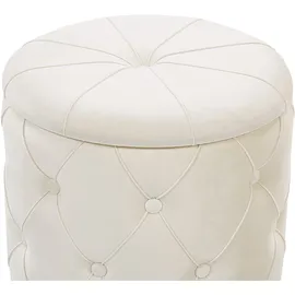 Beliani Pouf mit Stauraum 2er Set PUEBLO Samtstoff Weiß