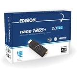 Edision Nano T265+ Terrestrischer DVB-T2 und Kabel DVB-C HDMI dongle Receiver, H265 HEVC, FTA, Full HD, PVR, USB, HDMI, IR, USB WiFi Support, Universal 2in1 Fernbedieung, Schwarz