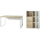 Germania GW-Lioni, weiß (weiß, navarra, eiche, nachbildung), Holzwerkstoff Metall, Holzwerkstoff, Metall, Arbeitsmöbel-Sets, Büromöbel-Set