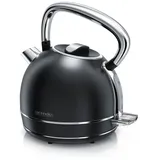 Arendo Wasserkocher Edelstahl Vintage Retro Wasserkessel mit Temperatureinstellung, 1,7 l, 2200 W, LED Anzeige mit Touch Panel, Warmhaltefunktion, Zwischenmessung schwarz