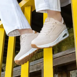 SKECHERS Uno Shimmer Away Damen Weite E Beige/Roségold 36