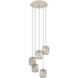 EGLO Hängelampe Romazzina, Cluster Pendelleuchte 5-flammig, Esszimmerlampe über Esstisch aus Metall in Sandfarben, Hängeleuchte mit E27 Fassung