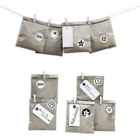 Frau WUNDERVoll® DIY Adventskalender Bescherung, Papiertüten flach 13x16,5cm, grau,