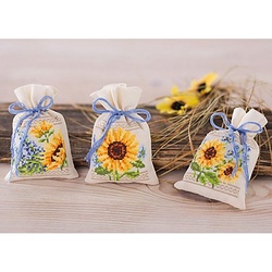Geschenk- und Kräutersäckchen "Sonnenblumen", 3er-Set