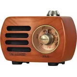 Tragbares Mini-bluetooth-fm-radio Im Retro-holz-vintage-stil Mit Akku, Kräftigem Bass, Hoher Lautstärke, Aux-eingang, Kirsche – Sonstige