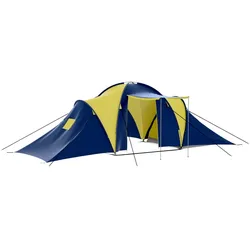 Campingzelt 9 Personen Stoff Blau/Gelb