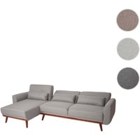 Mendler Sofa HWC-J20, Couch Ecksofa, L-Form 3-Sitzer Liegefläche Schlaffunktion Stoff/Textil 280cm ~ grau