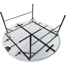 METRO Professional Outdoor Banketttisch Pamua, Stahl/HDPE, Ø 180 x 74 cm, klappbar, wasserabweisend, weiß