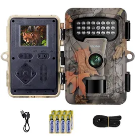 Rollei Wildkamera HD-30, 48MP 4K Wildtierkamera mit Bewegungsmelder Nachtsicht Infrarot Jagdkamera mit Akku & 2'' IPS-Display 0,4s Auslösezeit 0,4 Sek.