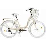 Damenfahrrad Davi Emma 26", 7 Gänge, 155-180 cm, Kaffeebraun/Weiß - Bronze/Weiß/Creme
