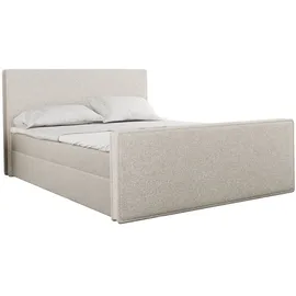 Kaiser Boxspringbett mit bettkasten und Matratze + Topper LILA stof Puente Beige 140x200 cm