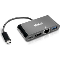 Tripp Lite U444-06N-HGUB-C USB-C Multiport Adapter – HDMI, USB 3.x (5 Gbps) Nabenanschluss, Gigabit Ethernet, 60 W PD-Aufladung, HDCP, Schwarz