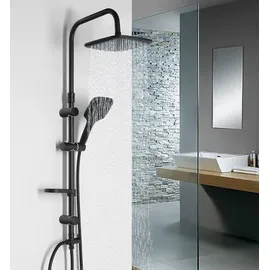a&n&a aQualine Aqualine KERA Duschsäule mit Armaturenanschluss, Schwarz matt - Duschgarnitur