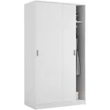 Habitdesign Kleiderschrank mit 2 Schiebetüren, mit Kleiderstange und einem Innenregal, Farbe Weiß, Maße 100 x 200 x 51 cm