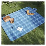 vidaXL Picknickdecke Faltbar Blau Kariert 200x150 cm Samt
