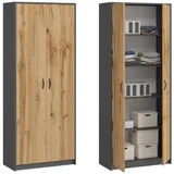 home collective Kleiderschrank 74 x 180 x 0 cm Anthrazit/Eiche