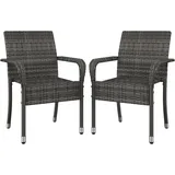 Yaheetech 2er Set Rattanstühle Stapelbar, Gartenstühle Stapelstuhl mit Armlehnen & Rückenlehne, Rattan Stuhl Balkonstuhl mit Verstellbaren Füße für Garten Balkon Terrasse, Grau