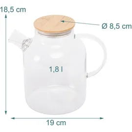 Relaxdays Teekanne Glas 1,8 l